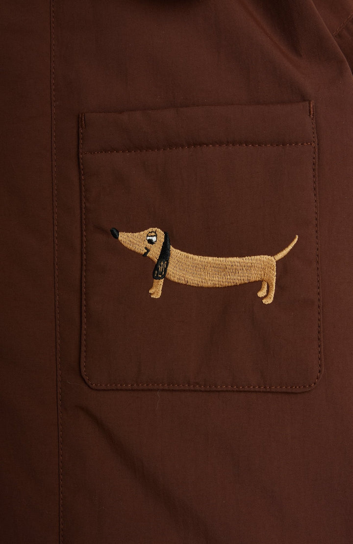 Vadderad Parkas med Fuskpälskrage - Brown - detalj 2