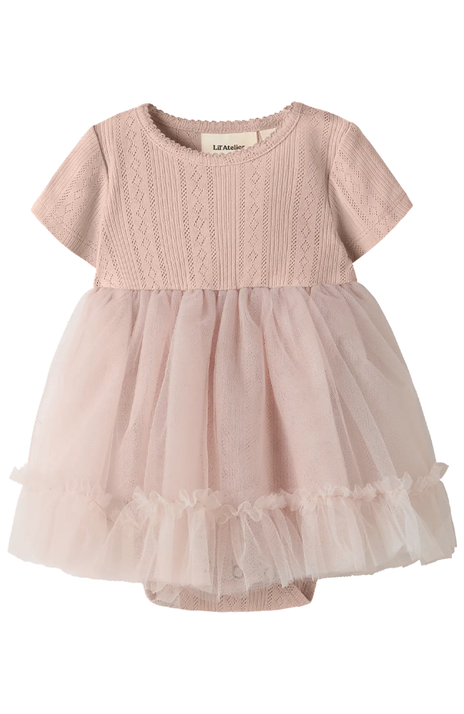Fanella SS Body Tulle Dress - Peach Whip