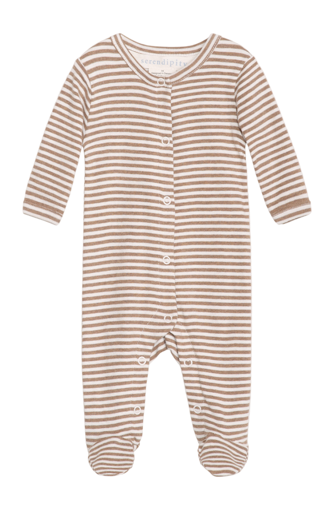 Newborn Suit w/ feet - Almond/Off white Serendipity Organics Onepiece