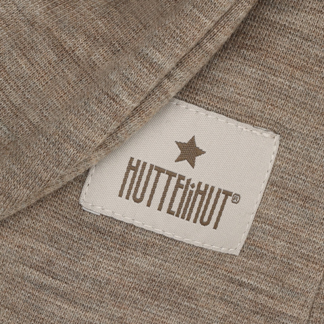 Balaclava i ribbstickad ull med öron - Savannah Melange, HUTTEliHUT – detalj 3