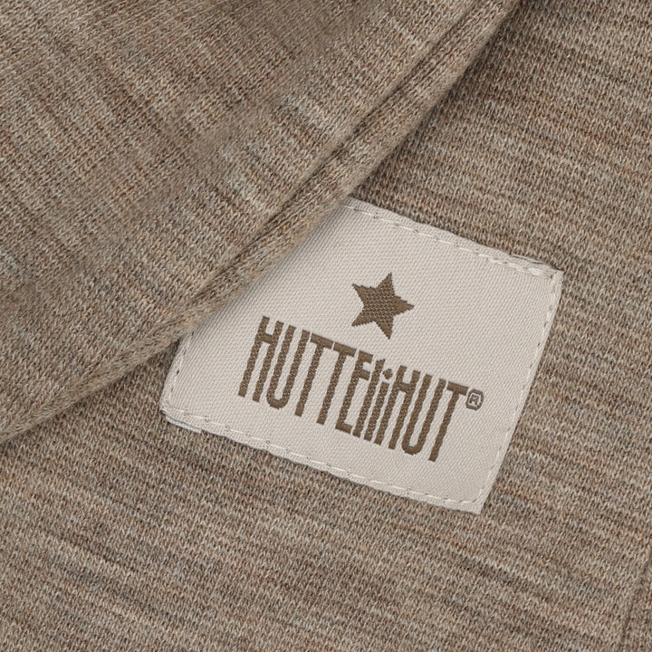 Balaclava i ribbstickad ull med öron - Savannah Melange, HUTTEliHUT – detalj 3