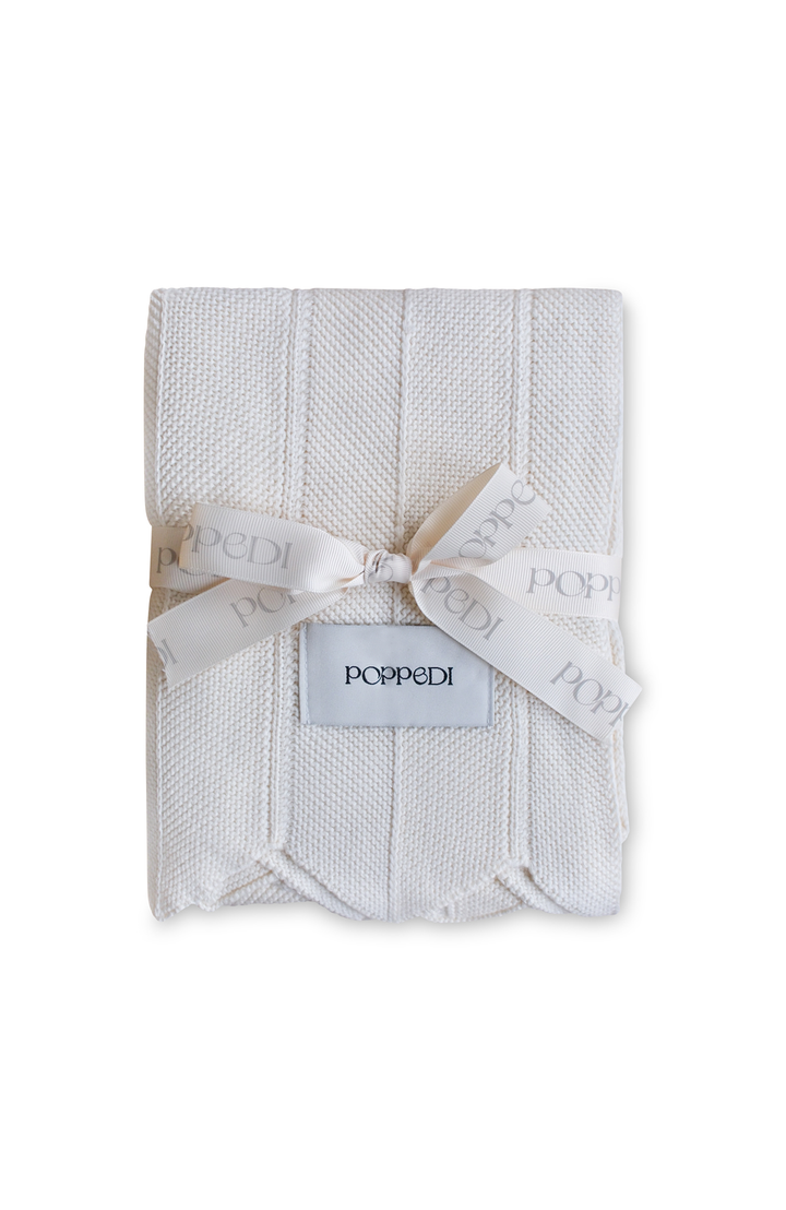 Chevron Knit Blanket - Off White