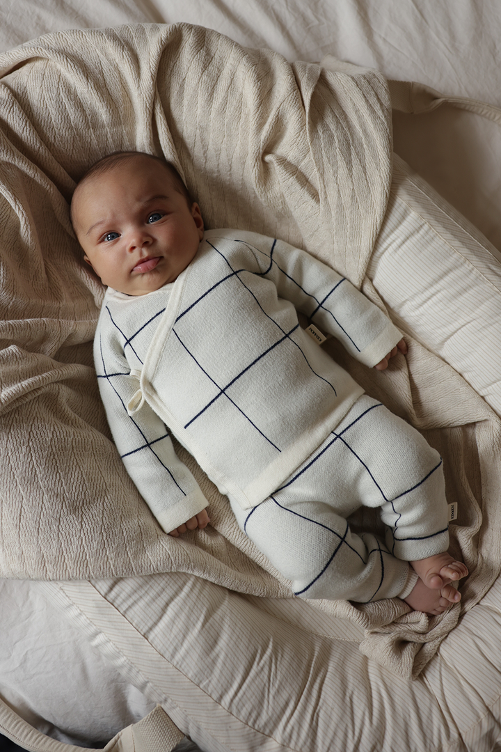 Wrap Cardigan - Navy/Cream Poppedi Cardigan