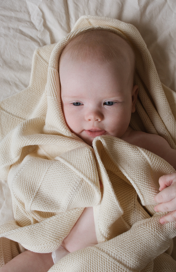 Chevron Knit Blanket - Off White