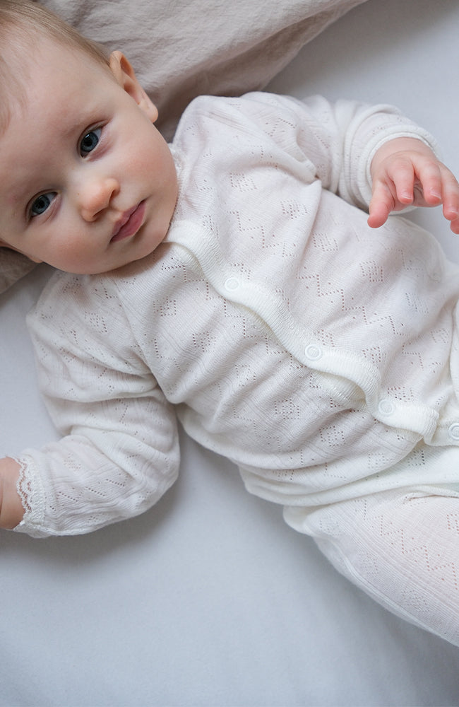 Wool/Silk Onepiece w/ Lace - Nature white