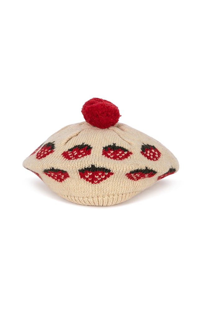 Belou Knit Beret - Strawberry Konges Slöjd mössa