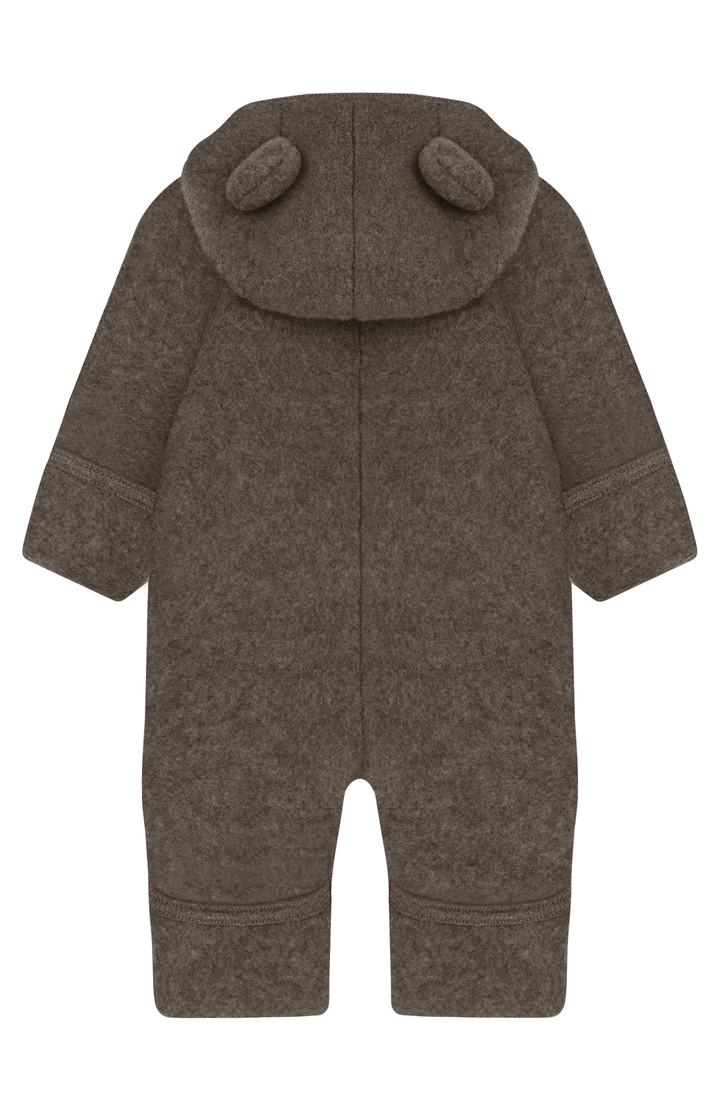 Pram Suit Ears Wool Fleece - Brown Melange