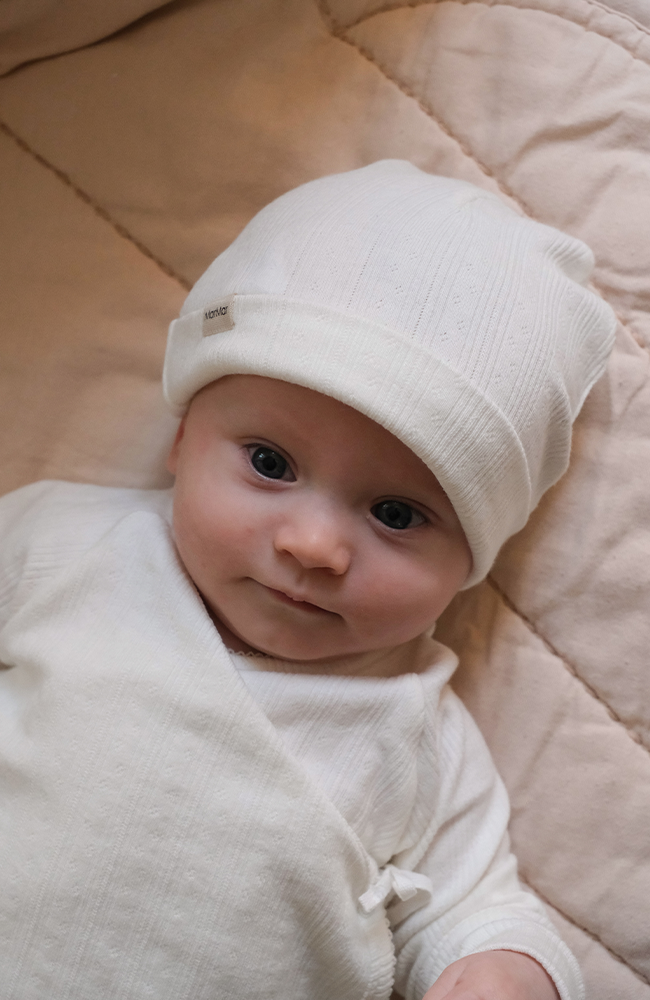 Aiko Pointelle Hat - Gentle White