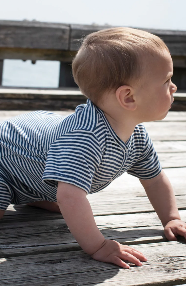 Baby Short Suit Stripe - Navy/Offwhite