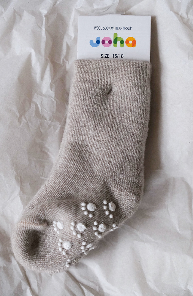 Wool Socks w.anti-slip - Sand