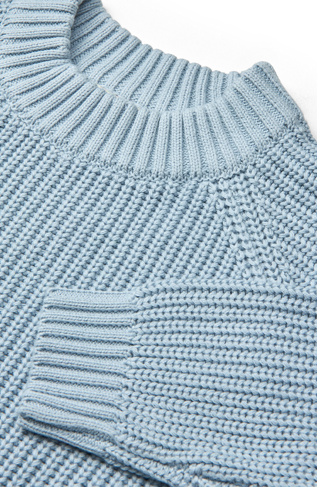 Knitted Classic Rib Blouse - Dusty Blue