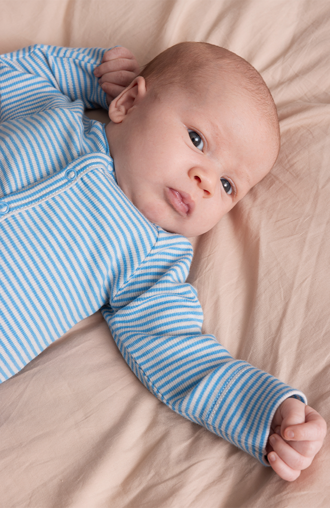 Rena Modal Fine Rib Romper - Blue Stripe MarMar Copenhagen onesie