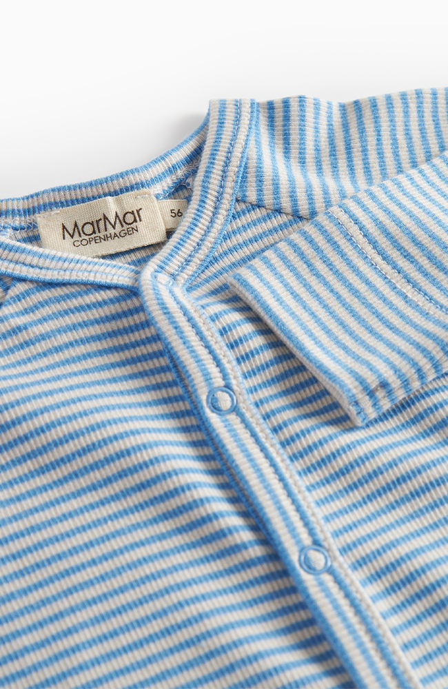 Rena Modal Fine Rib Romper - Blue Stripe MarMar Copenhagen onesie