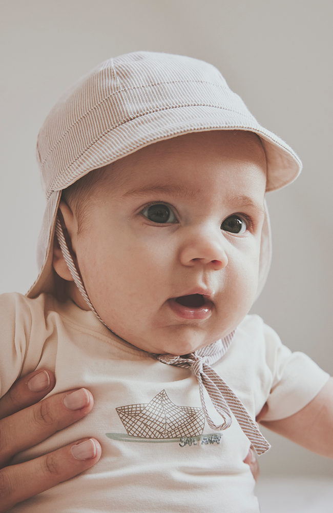 Sun Hat Stripe UPF 50 - White Pepper HUTTEliHUT Solhatt