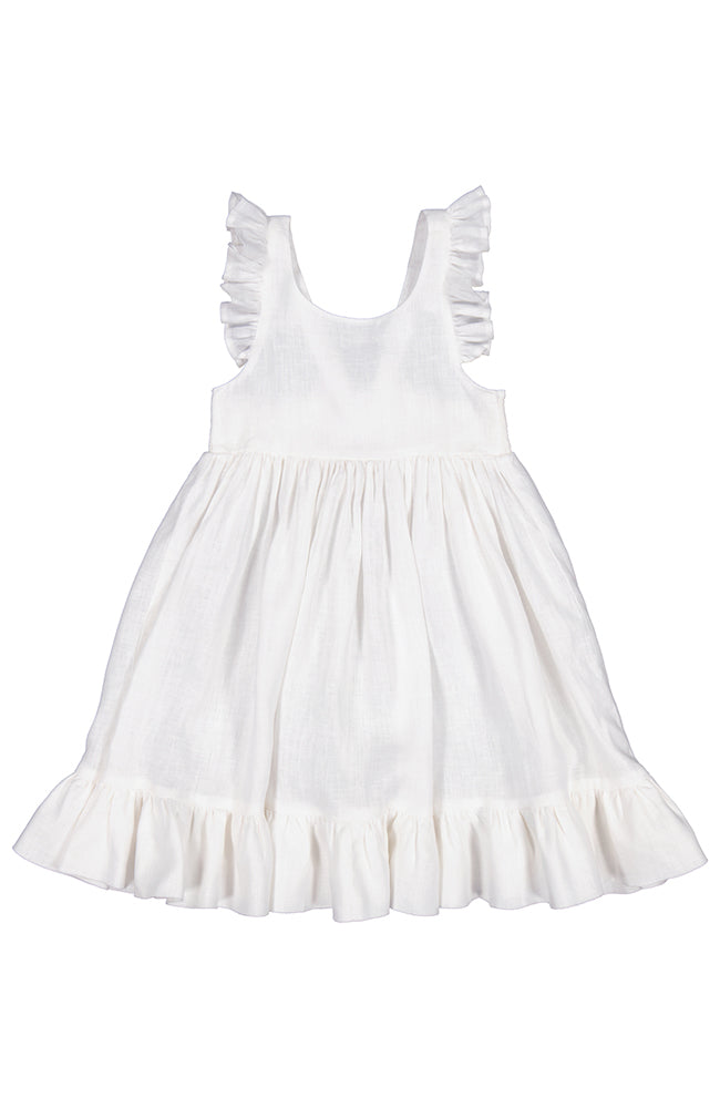 Danita Frill Linen Dress - White