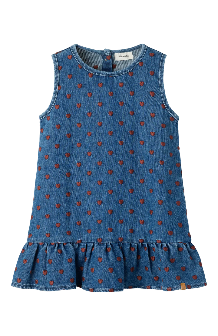 Liva Lea Denim Klänning - Dark Blue Denim Hearts
