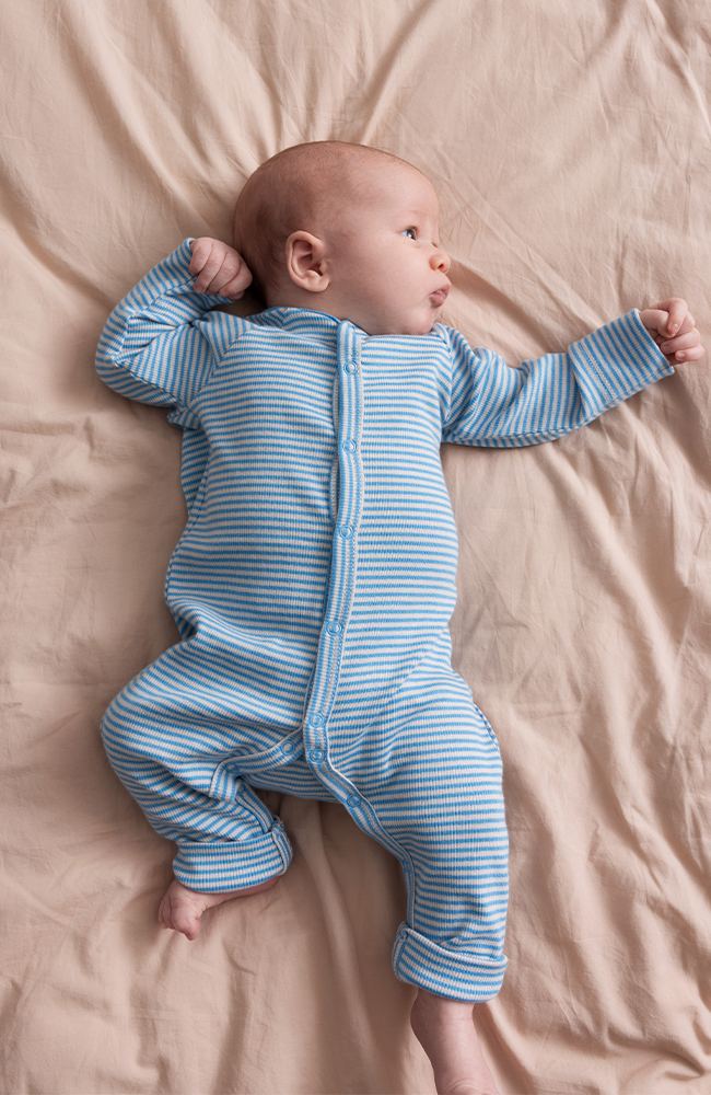 Rena Modal Fine Rib Romper - Blue Stripe MarMar Copenhagen onesie