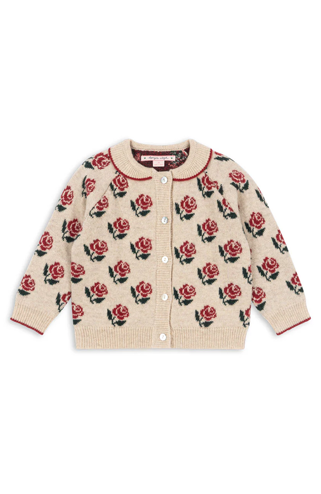 Belou Knit Collar Cardigan - Strawberry