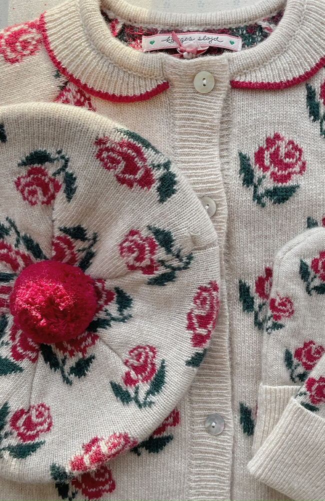 Belou Knit Collar Cardigan - Strawberry