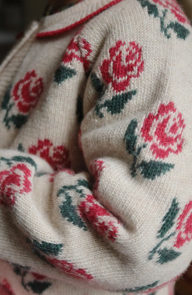 Belou Knit Collar Cardigan - Strawberry