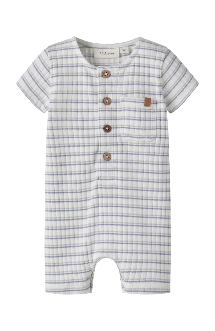 Haldur Loose Short Suit - Coconut Milk/Dusty Blue