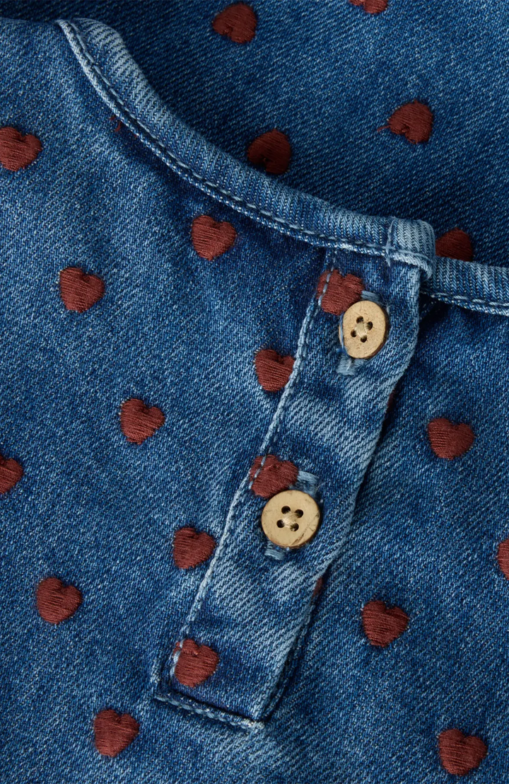 Liva Lea Denim Klänning - Dark Blue Denim Hearts