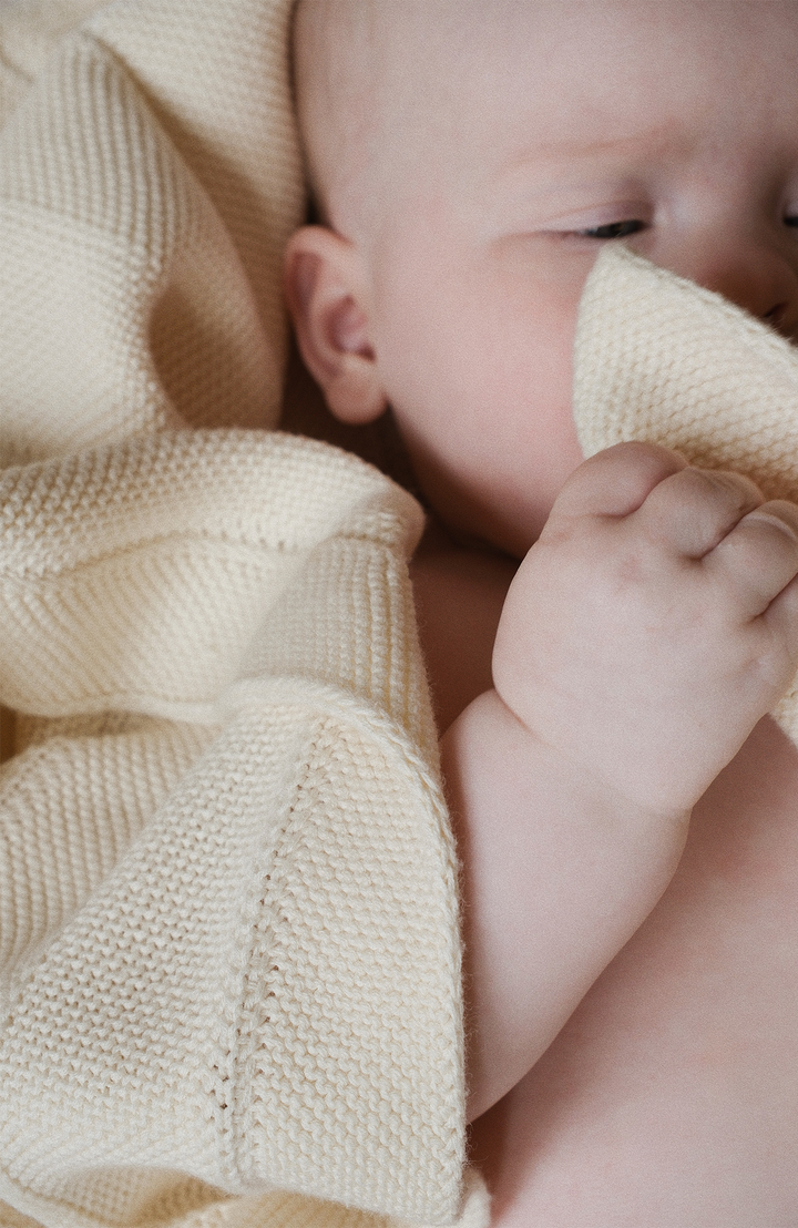 Chevron Knit Blanket - Off White