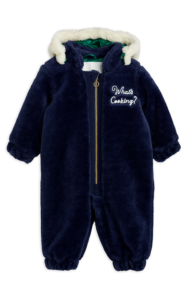 What's Cooking Faux Fur Baby Overall - Navy Mini Rodini ytterkläder