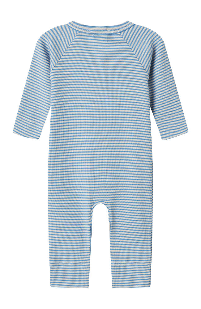 Rena Modal Fine Rib Romper - Blue Stripe MarMar Copenhagen onesie