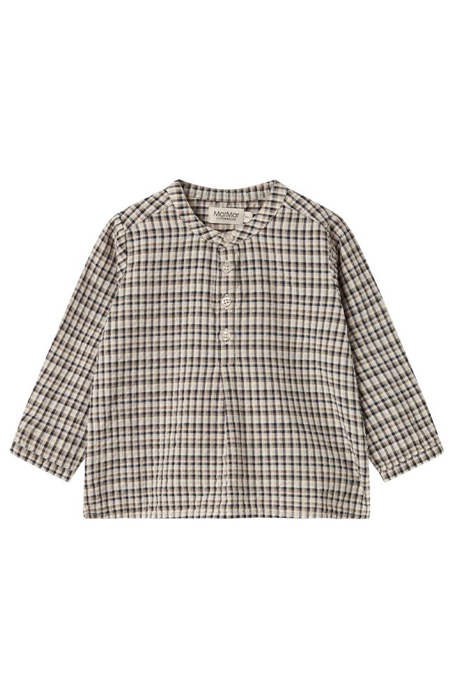 Totoro Seersucker Check Top Baby - Pilot Navy Check MarMar Copenhagen Skjorta