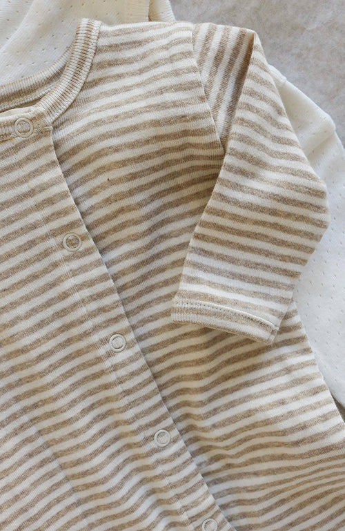 Newborn Stripe Suit - Oat/Offwhite