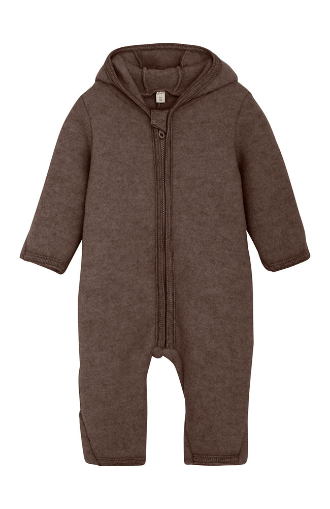 Allie Babysuit w/ears Wool Fleece - Camel