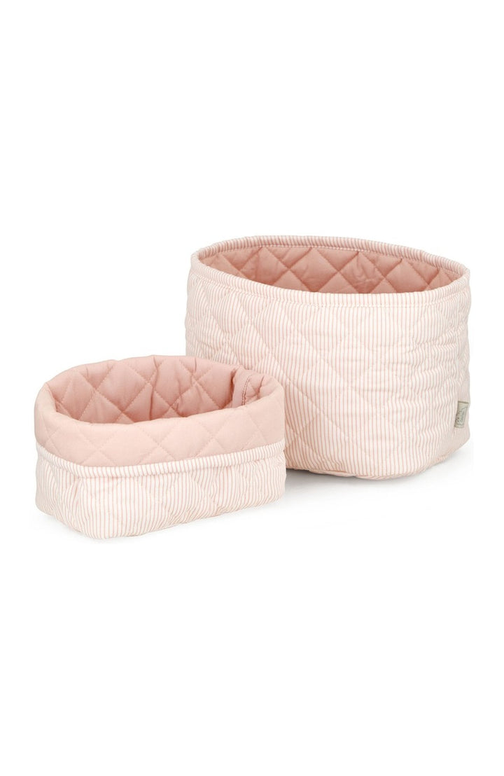 Quiltade förvaringskorgar 2-pack - Classic Stripes Rose