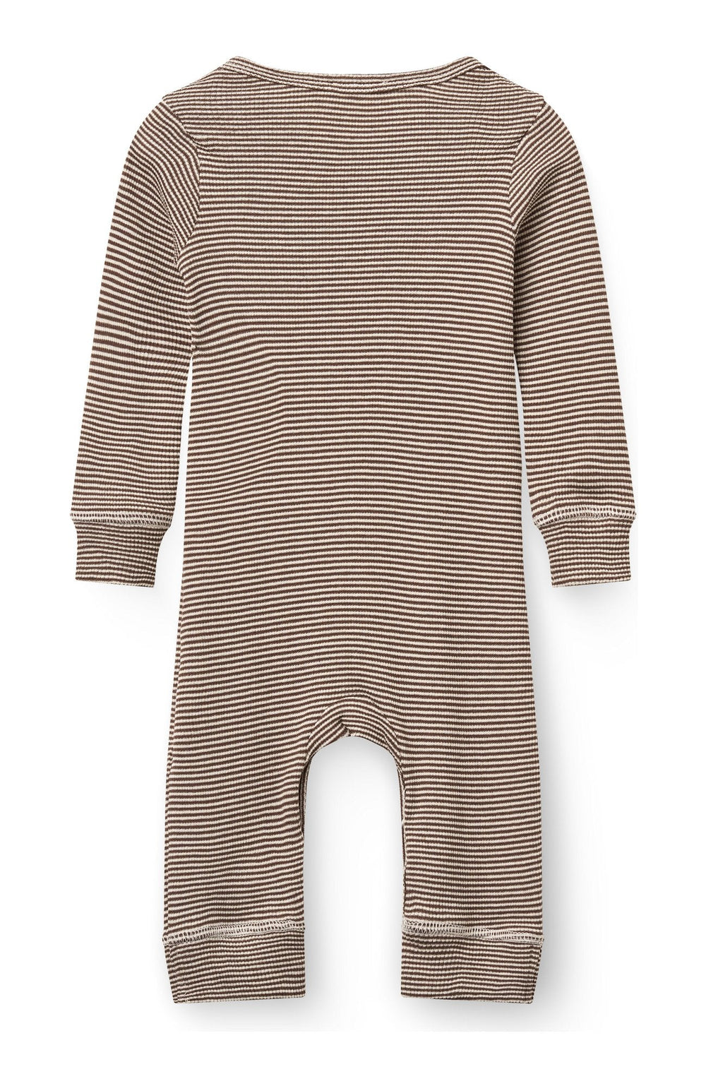 Heldräkt i modal - Dk. Brown/Cream Stripe - detalj 1