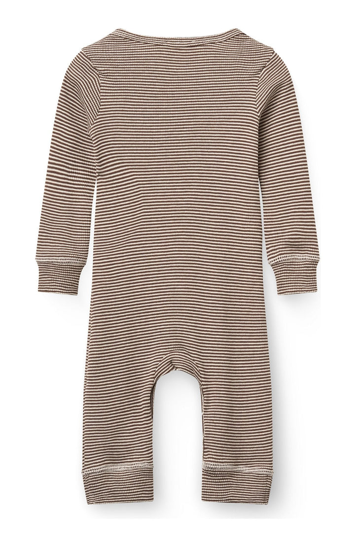 Heldräkt i modal - Dk. Brown/Cream Stripe - detalj 1