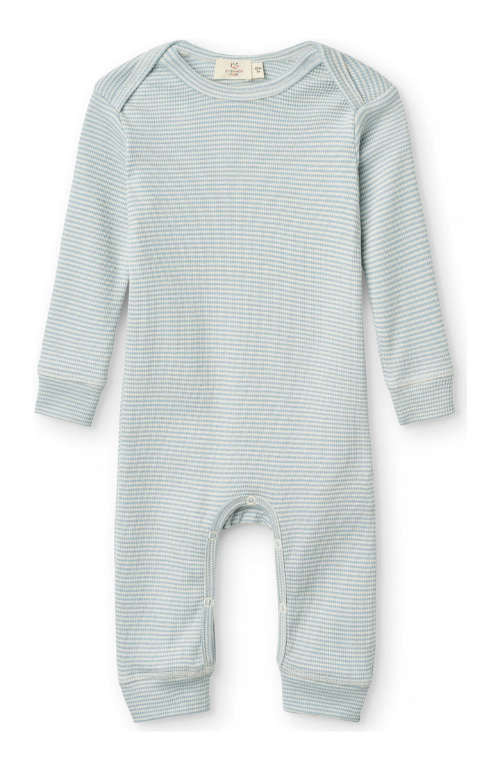 Heldräkt i modal - Dusty Blue/Cream Stripe