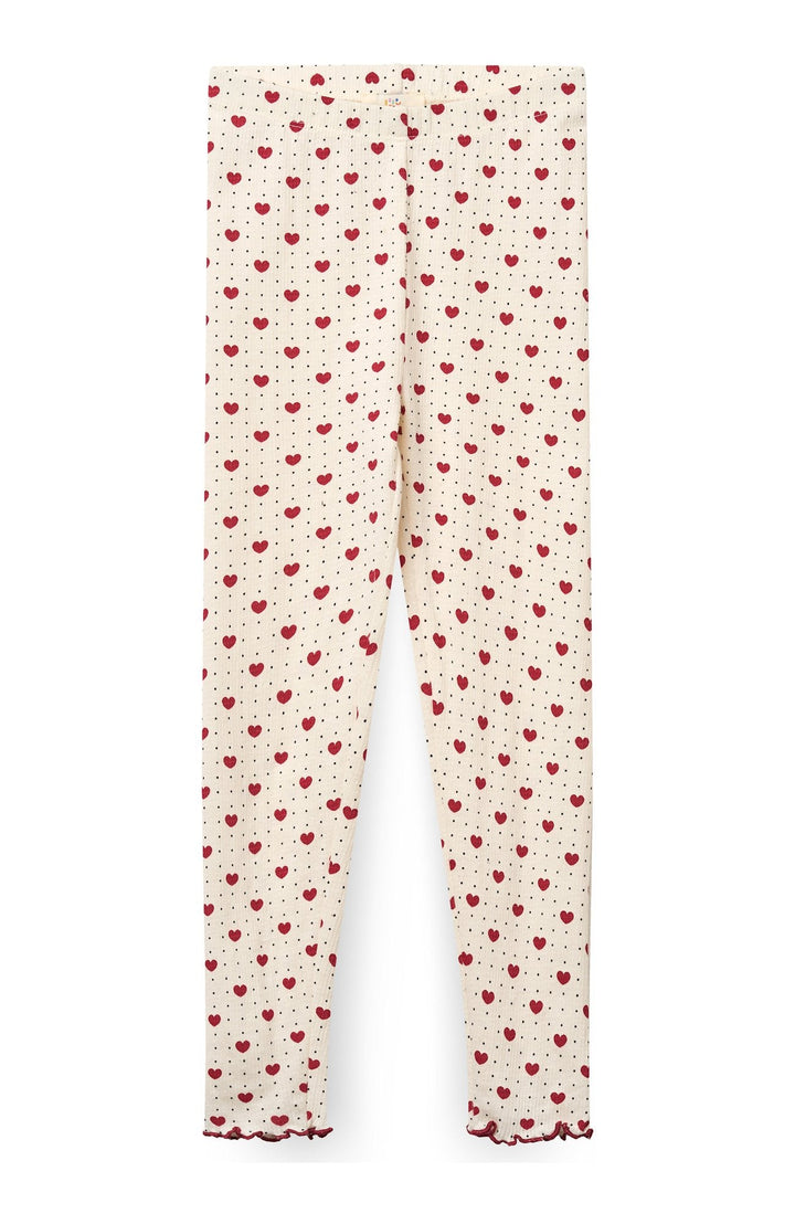 Crepe leggings med hjärtmönster - Heart AOP