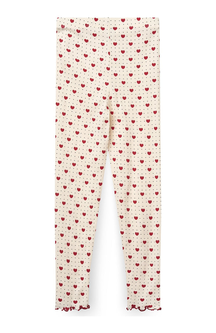 Crepe leggings med hjärtmönster - Heart AOP - detalj 1