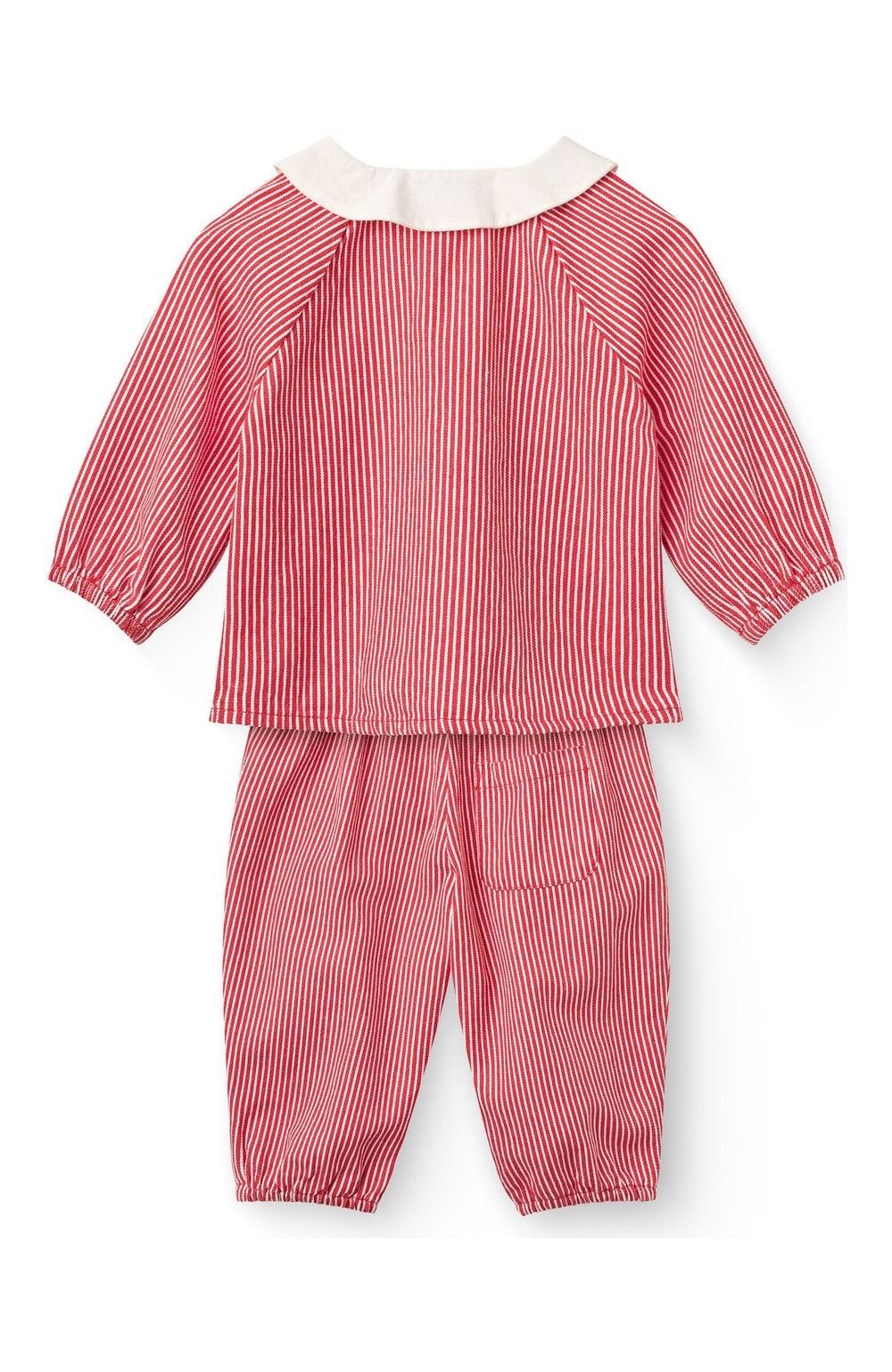 Randigt babyset byxor & blus - Red Stripe - detalj 1