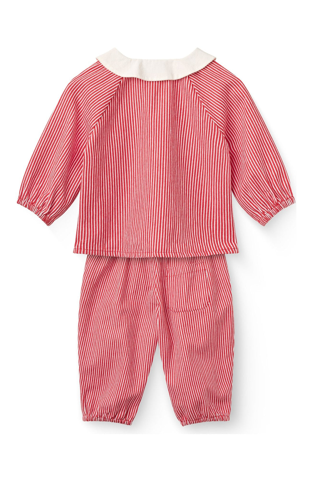 Randigt babyset byxor & blus - Red Stripe - detalj 1
