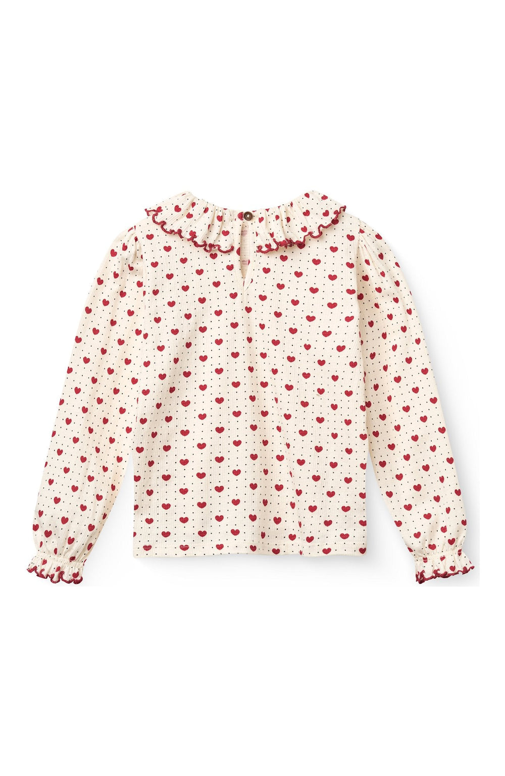 Crepeblus med volangkrage - Heart Comb. - detalj 1