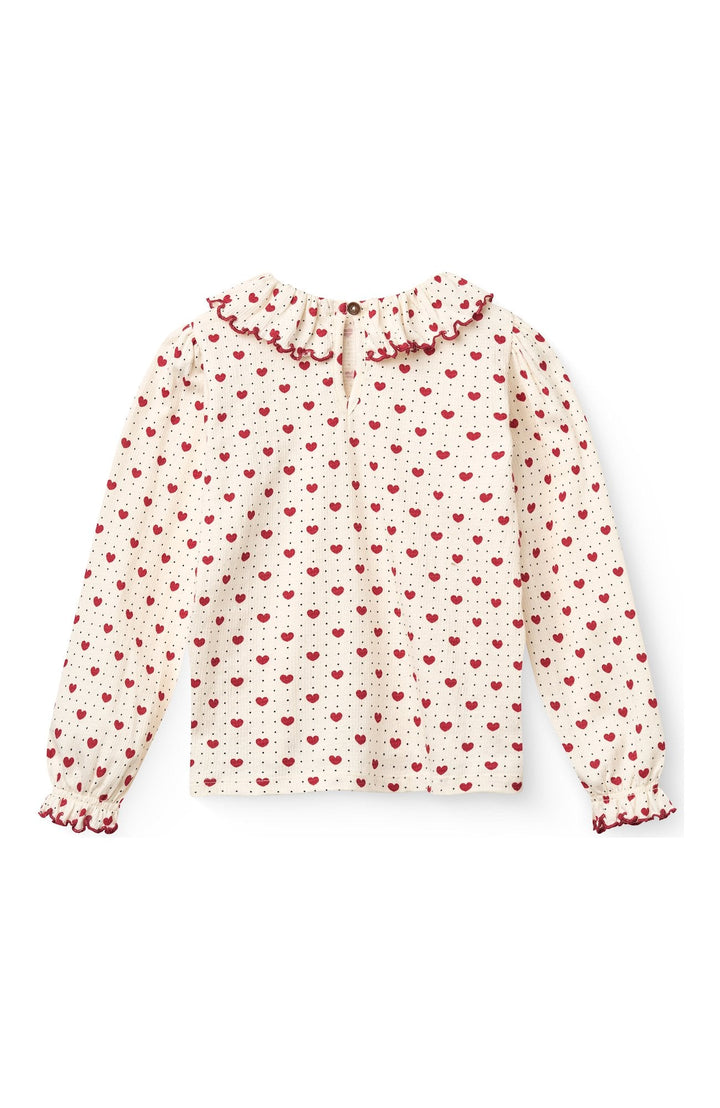 Crepeblus med volangkrage - Heart Comb. - detalj 1