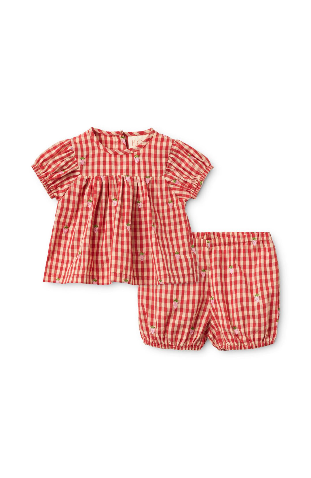 Molly Pineberry Baby SS Set - Red-pink Berry Gingham