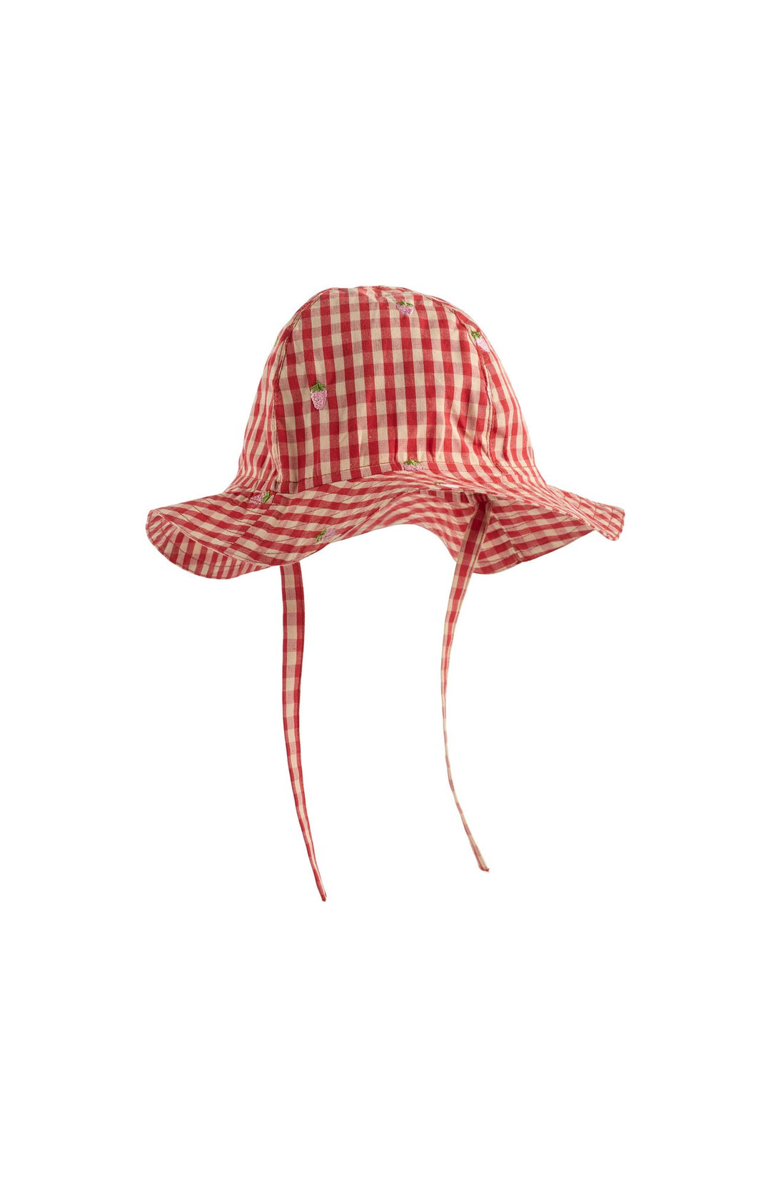 Molly Pineberry Solhatt - Red-pink Berry Gingham