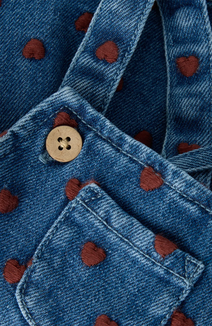 Liva Loose Denim Klänning - Dark Blue Denim Hearts