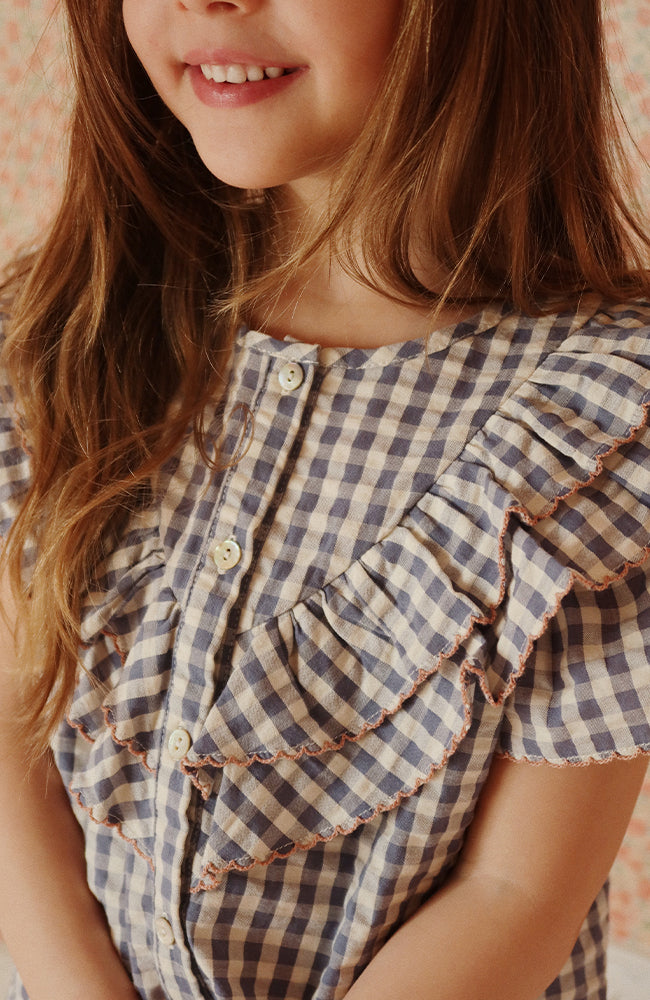 Kim Frill Shirt - Captains Blue Check Konges Slöjd Blus