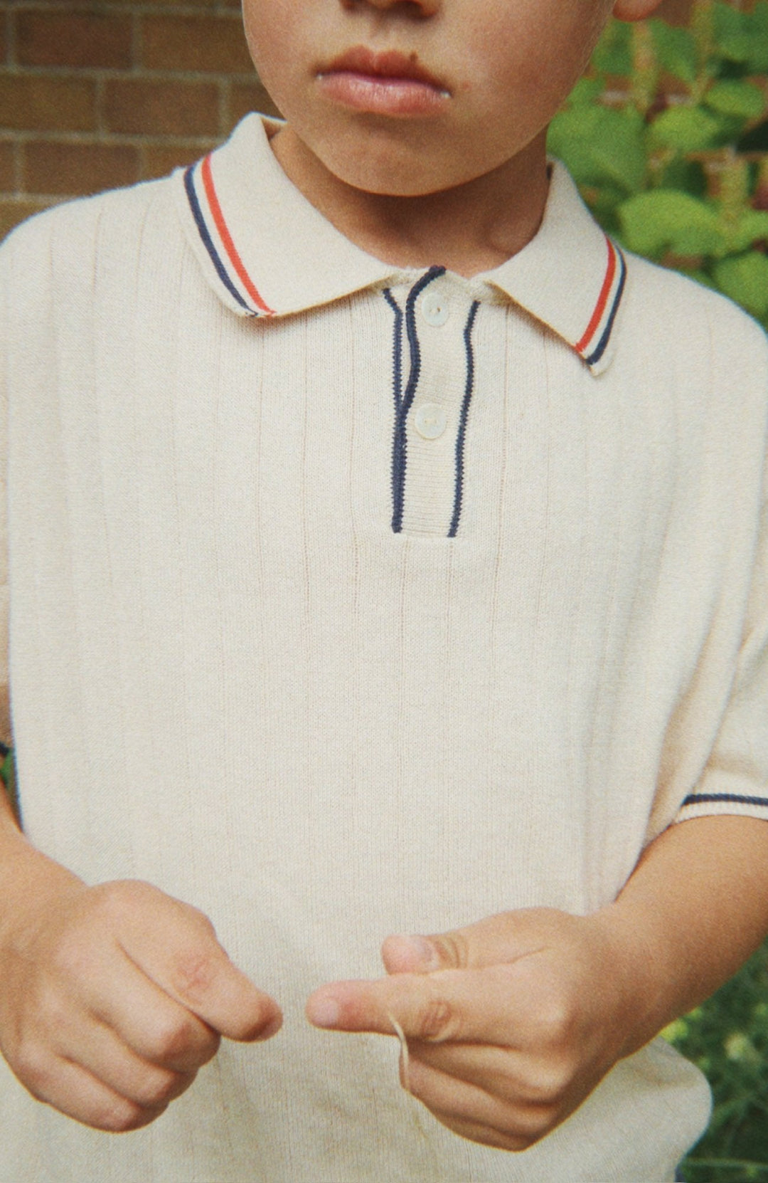 Mio Knit Polo - Almond Milk Konges Slöjd Polotröja