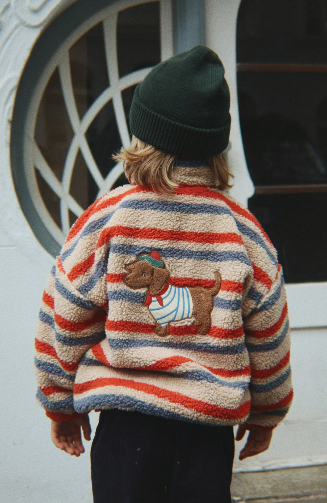 Jody Embroidery Teddy Jacket - Tangerine Stripe