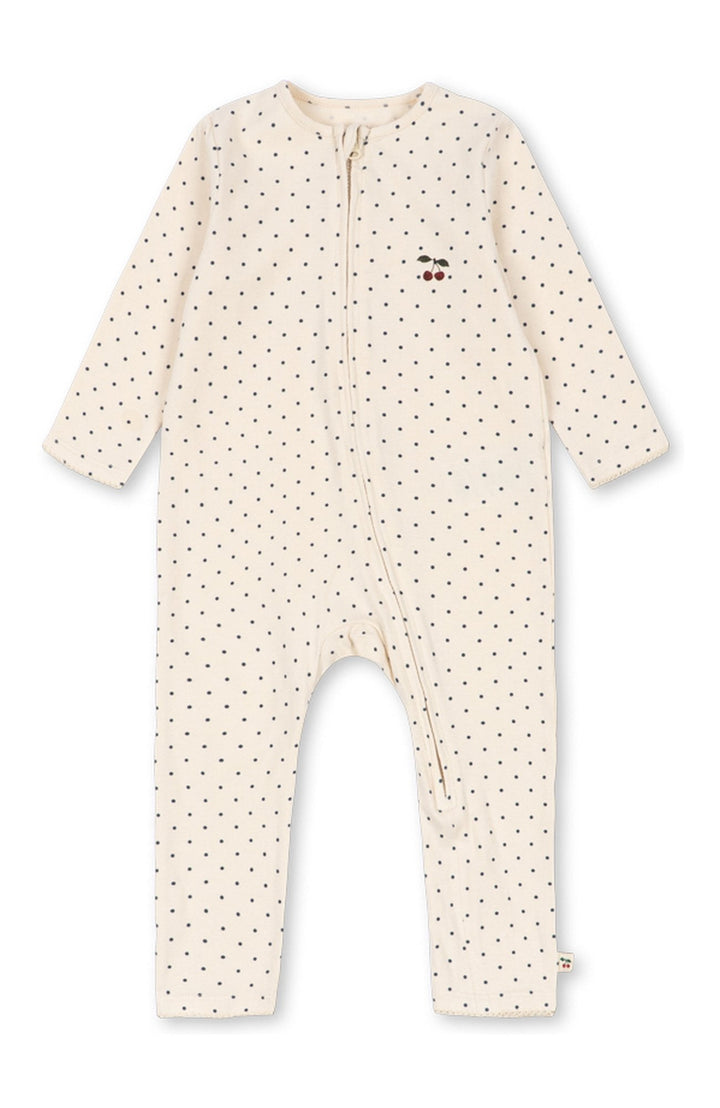 Basic Zip Onesie - Blue Dot