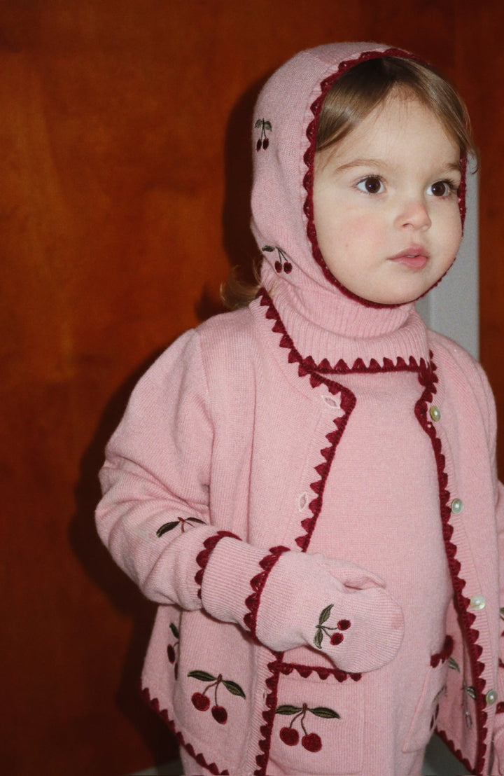 Barn i Collette Cardigan i Pale Blush med matchande luva